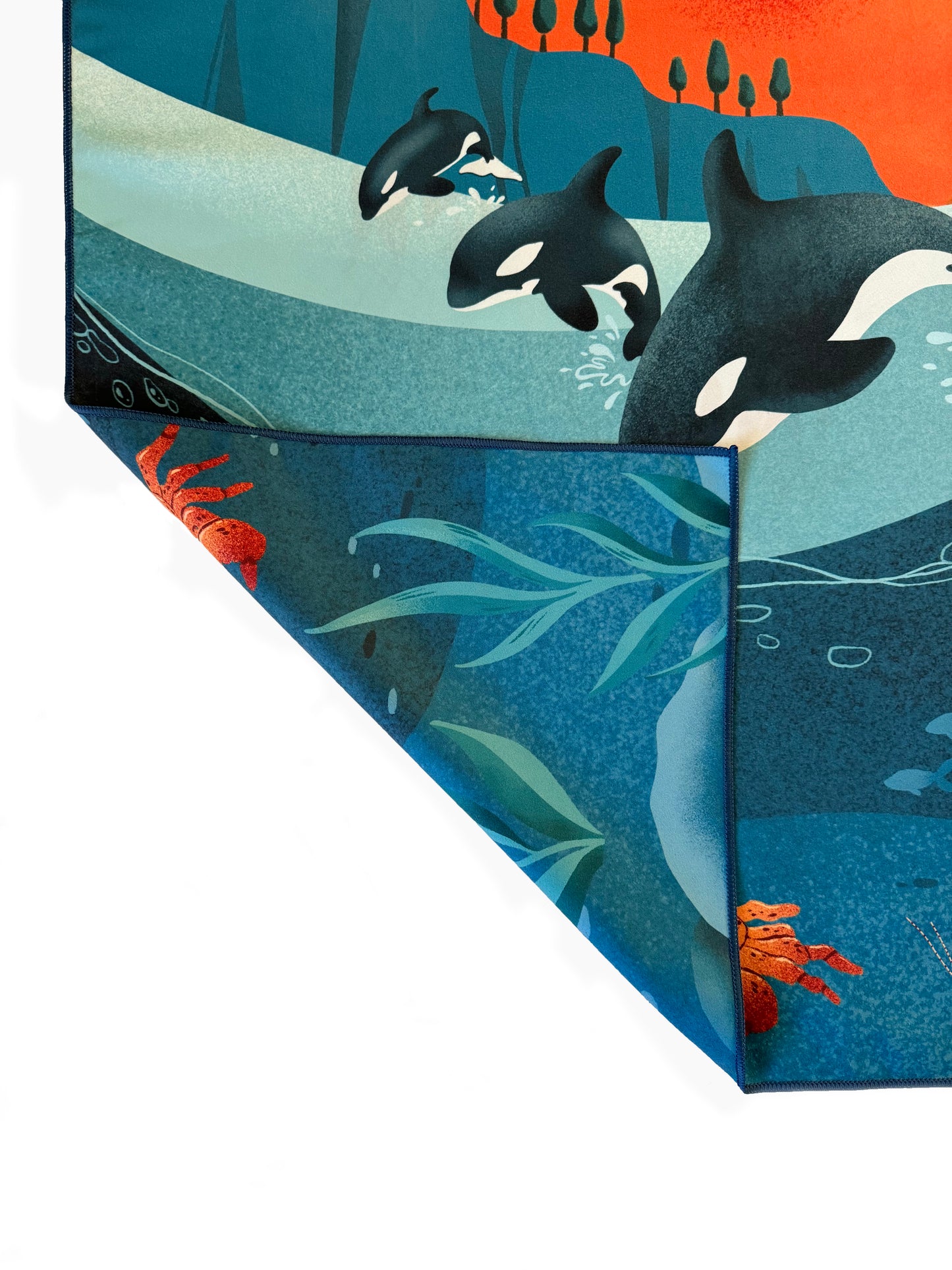 Light weight, quick-drying, and absorbent towel. Size: 63” x 31”. Microfiber suede weave. Compact. Quick-drying. Double sided print. Made from post-consumer recycled materials.