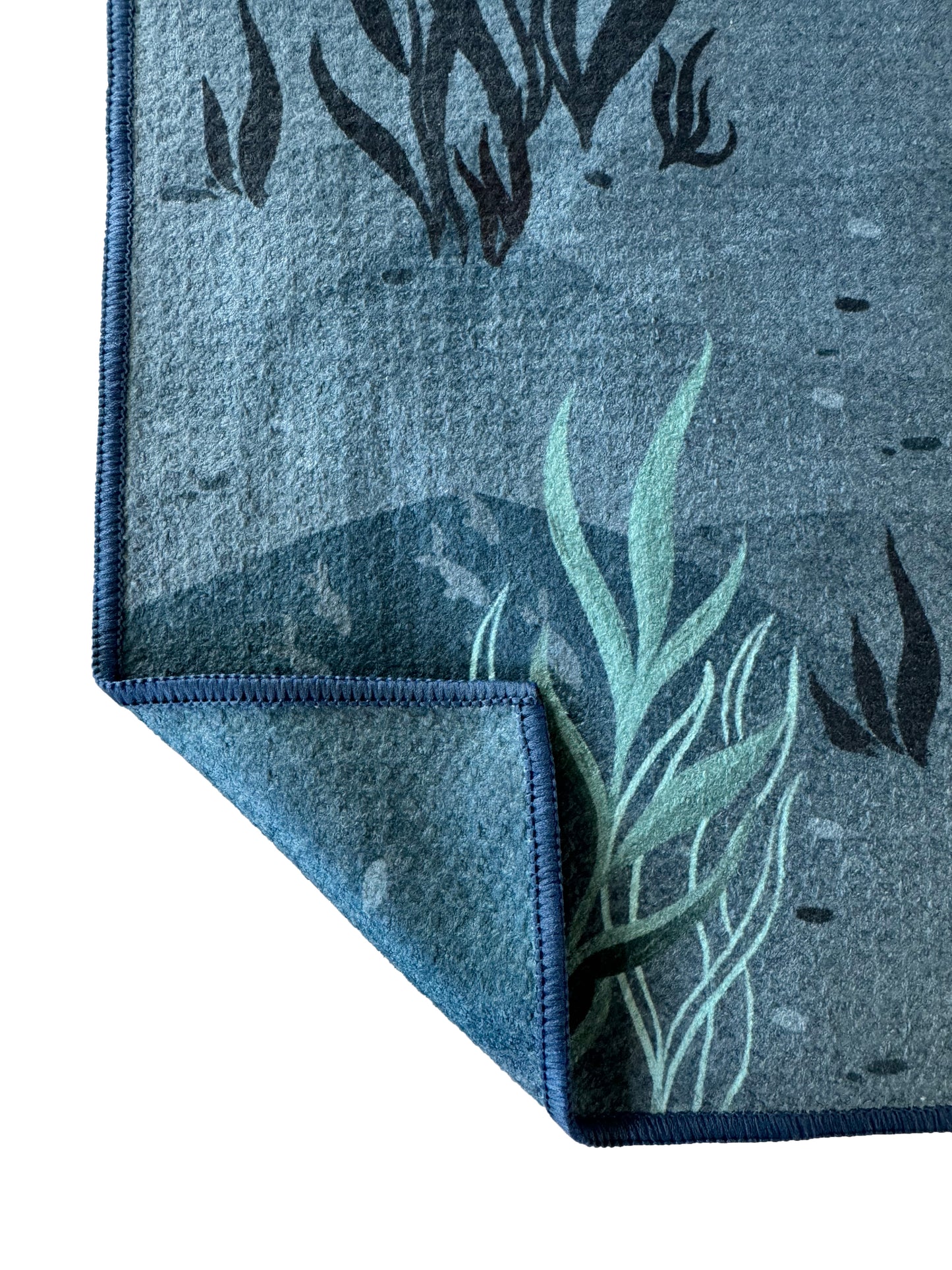 Light weight, quick-drying, and absorbent kitchen or bath towel. Size: 18” x 30”. Microfiber waffle weave. Compact. Quick-drying. Double sided print. Made from post-consumer recycled materials.