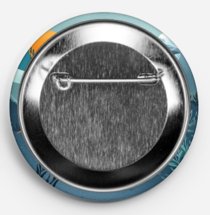 Pacific Northwest.  Metal Pin. 2.25" round button. Steel pin-back